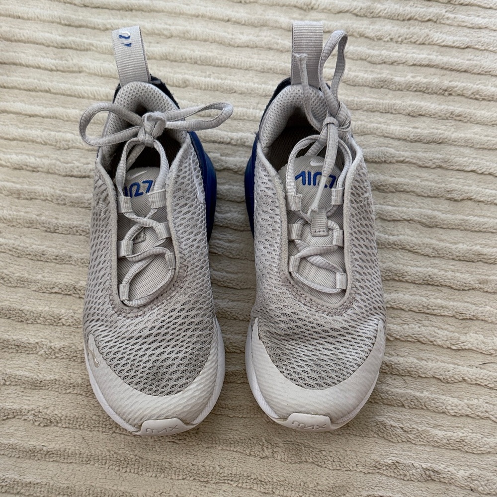 Nike Kids Mesh Sneakers in Light Gray and Blue
